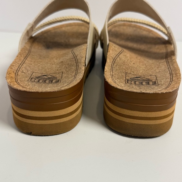 Reef CUSHION VISTA HI Platform Sandals Tan 2 Strap Slip On Shoes Wm Size 8 Y2K - Picture 5 of 9
